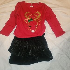 Holiday Time Red Top With Black Skirt